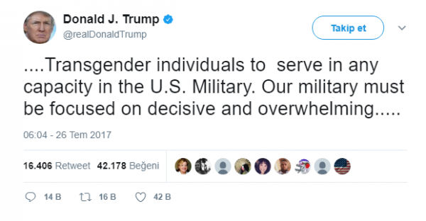 Transeksuallar orduya qatıla bilməz