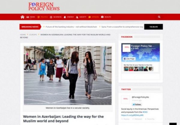 Azərbaycan qadınları bütün dünyaya örnəkdir: “Foreign Policy News”