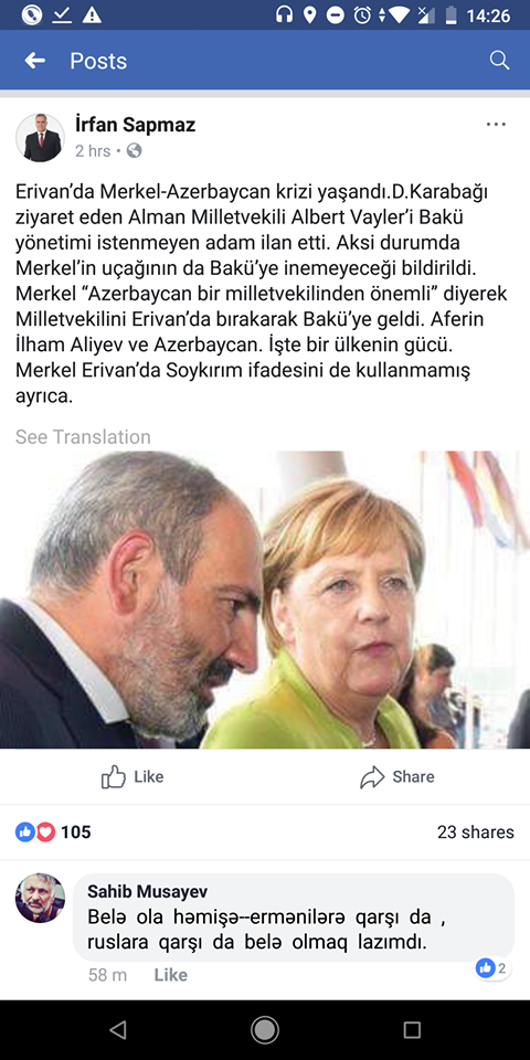 Məşhur Türkiyə jurnalisti İrfan Sapmaz: “Afərin, İlham Əliyev!”