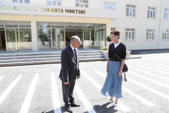 Mehriban Əliyeva Şamaxıda orta məktəbin açılışını edib - FOTO