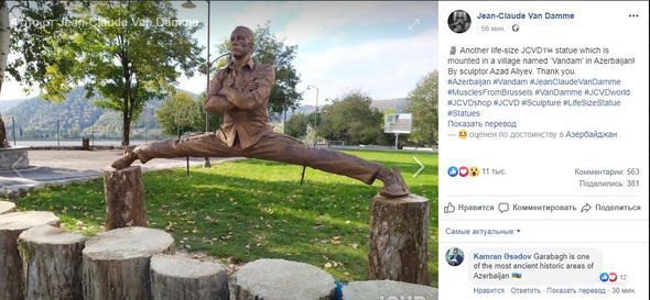 Jan-Klod Van Damm “Facebook” səhifəsində Qəbələdəki heykəlinin fotosunu paylaşıb