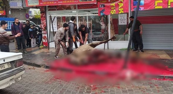 Uşaqların gözü önündə dəvə kəsənlər cərimələndi - FOTO