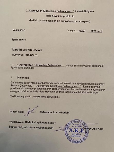 Adil Əliyev istefaya göndərildi