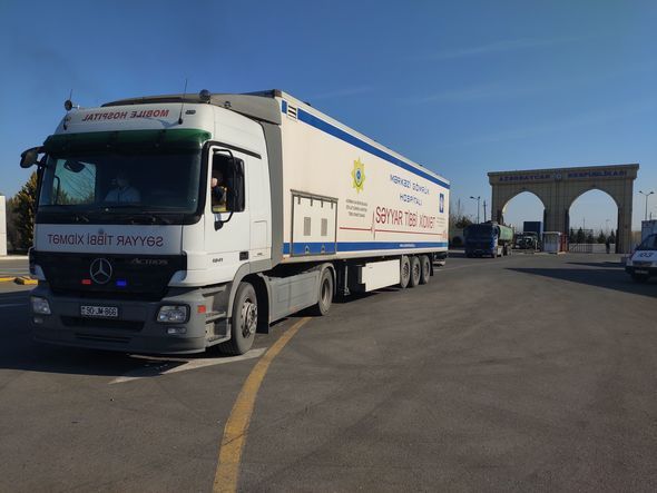 Biləsuvarda koronavirusa görə mobil səyyar hospital xidmətə başladı - FOTO