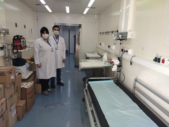 Biləsuvarda koronavirusa görə mobil səyyar hospital xidmətə başladı - FOTO