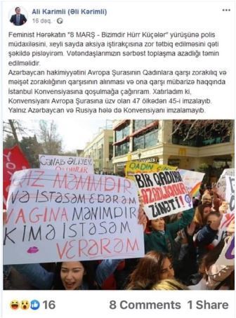 8 marş aksiyası LGBT paradı idi, nəinki feministlərin yürüşü...