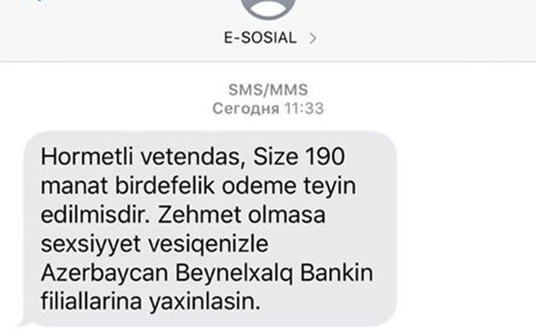 Bu SMS-dən sonra 190 manatı ala bilərsiniz - FOTO